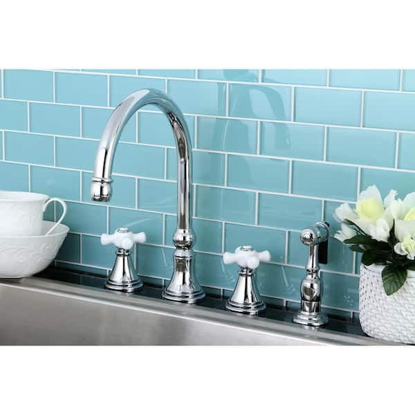 Governor 2-Handle Standard Kitchen Faucet with Side Sprayer in Polished Chrome