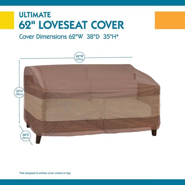 Duck Covers Ultimate Waterproof 62 Inch Patio Loveseat Cover 