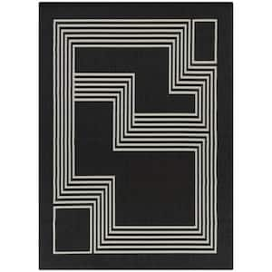 Paris Black Gray 5 ft. x 7 ft. Modern Plastic Indoor/Outdoor Area Rug  PLY-PRS-B&G-5X7 - The Home Depot