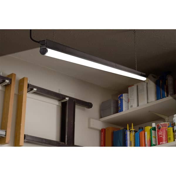 24-Pack 4 ft. Garage LED Linkable Matte Black Strip Light Fixture Plug-in or Hardwire 3600LM 40W Bright White 4000K