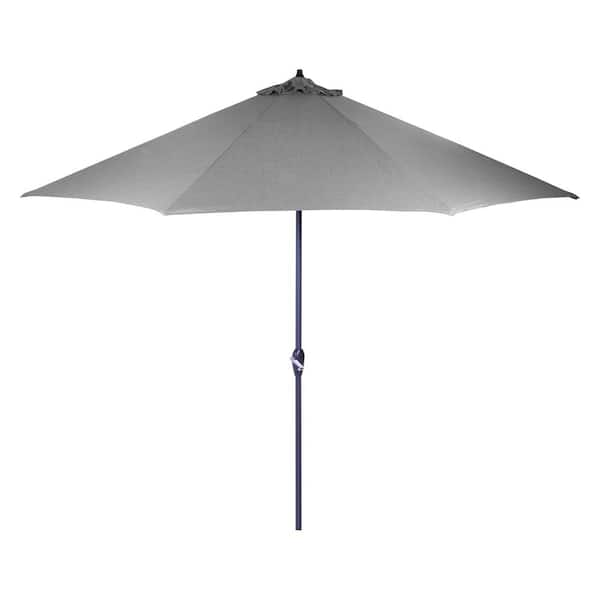 Hampton Bay 11 ft. Aluminum Market Patio Umbrella in CushionGuard Pewter