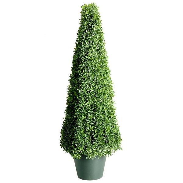 National Tree Company 48 in. Mini Boxwood Square Artificial Topiary Tree in 9 in. Round Green Growers Pot
