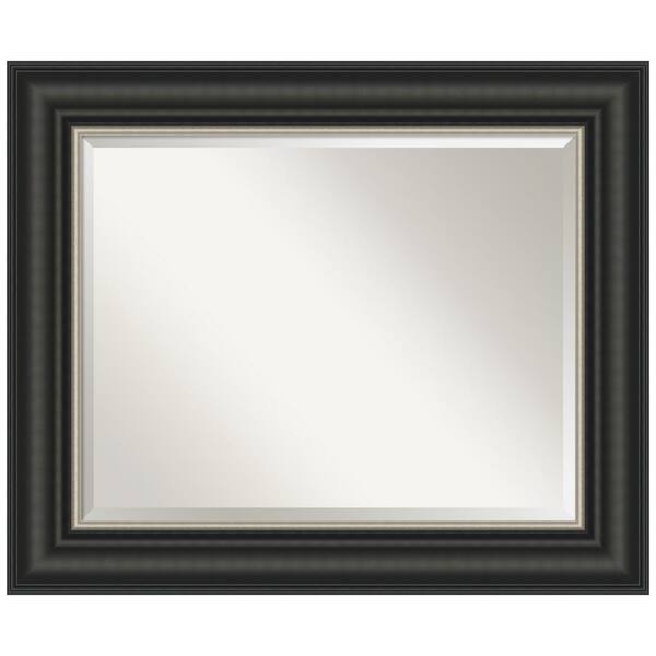Amanti Art Ballroom Black Silver 35.5 in. x 29.5 in. Beveled Modern Rectangle Framed Wall Mirror in Black