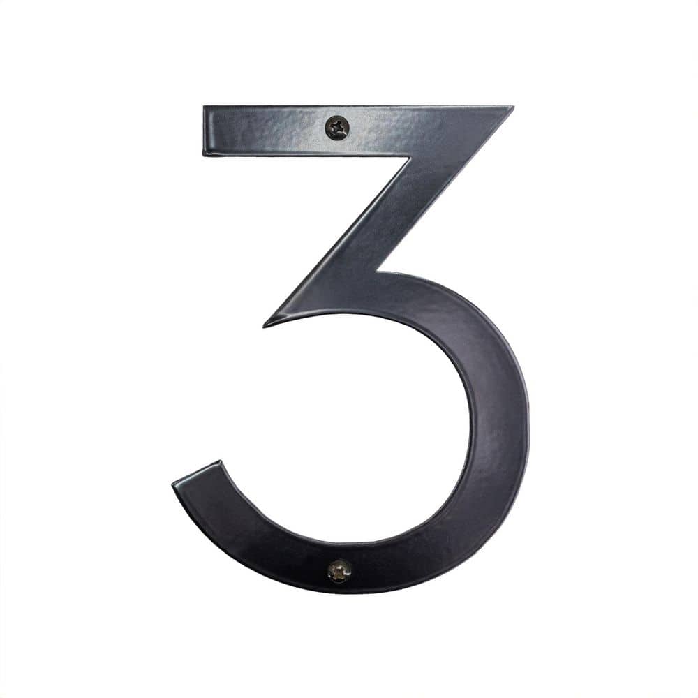 "16"" Black Modern Steel Flat or Floating House Numbers 0-9 - 3" product image for price tracking