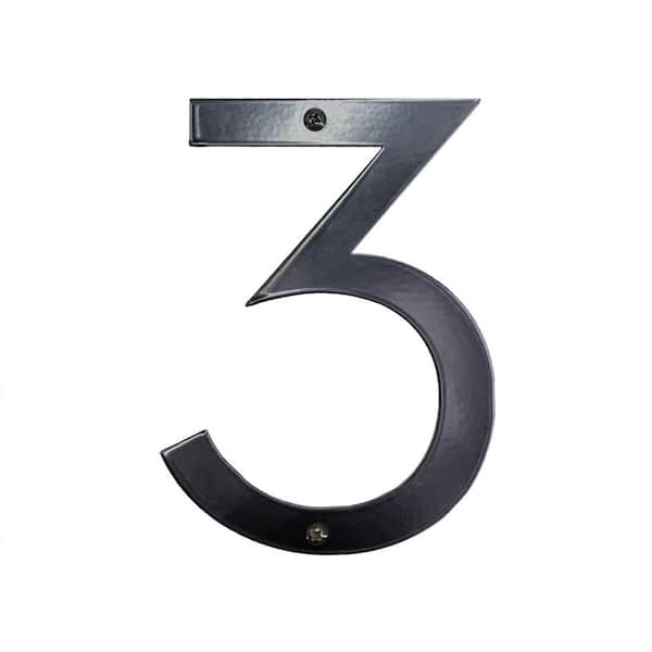 16" Black Modern Steel Flat or Floating House Numbers 0-9 - 3
