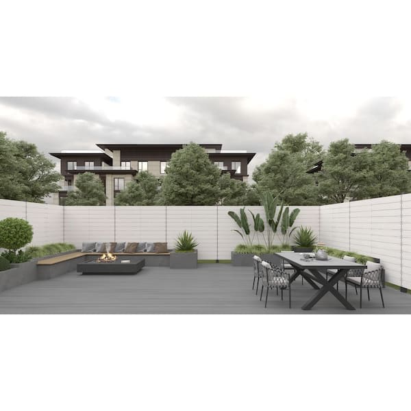 1/2 in. x 5-1/2 in. x 5-3/4 ft. Arctic Snow Flat Top Composite Fence Picket