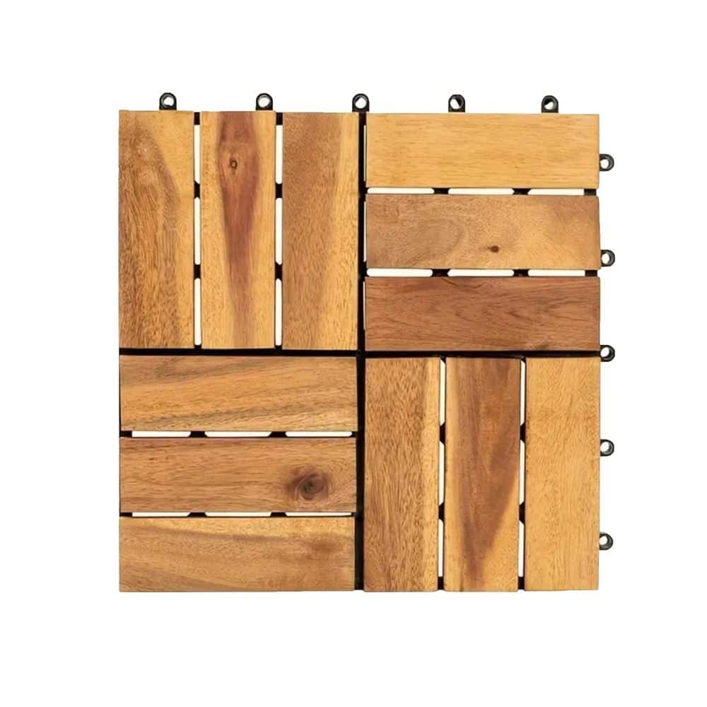1 ft. x 1 ft. Quick Deck Solid Acacia Wood Deck Tile Checker Pattern (27 sq. ft. per Box) price history on PriceWatchPro