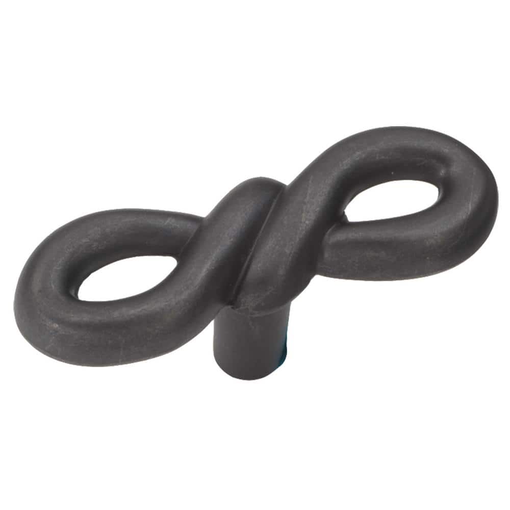 Black Iron Oval Designer Cabinet Knob with Mounting Hardware