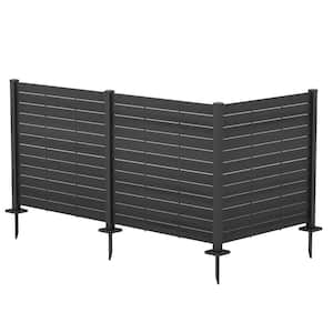 4 ft. W x 4.17 ft. in. H Outdoor Privacy Screens Framed Flat Fence Panels Kit for AC, Trash Can Storage (Black 3-Panels)