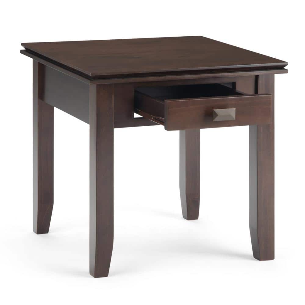 Artisan Tobacco Brown Solid Wood Square End Table with Storage