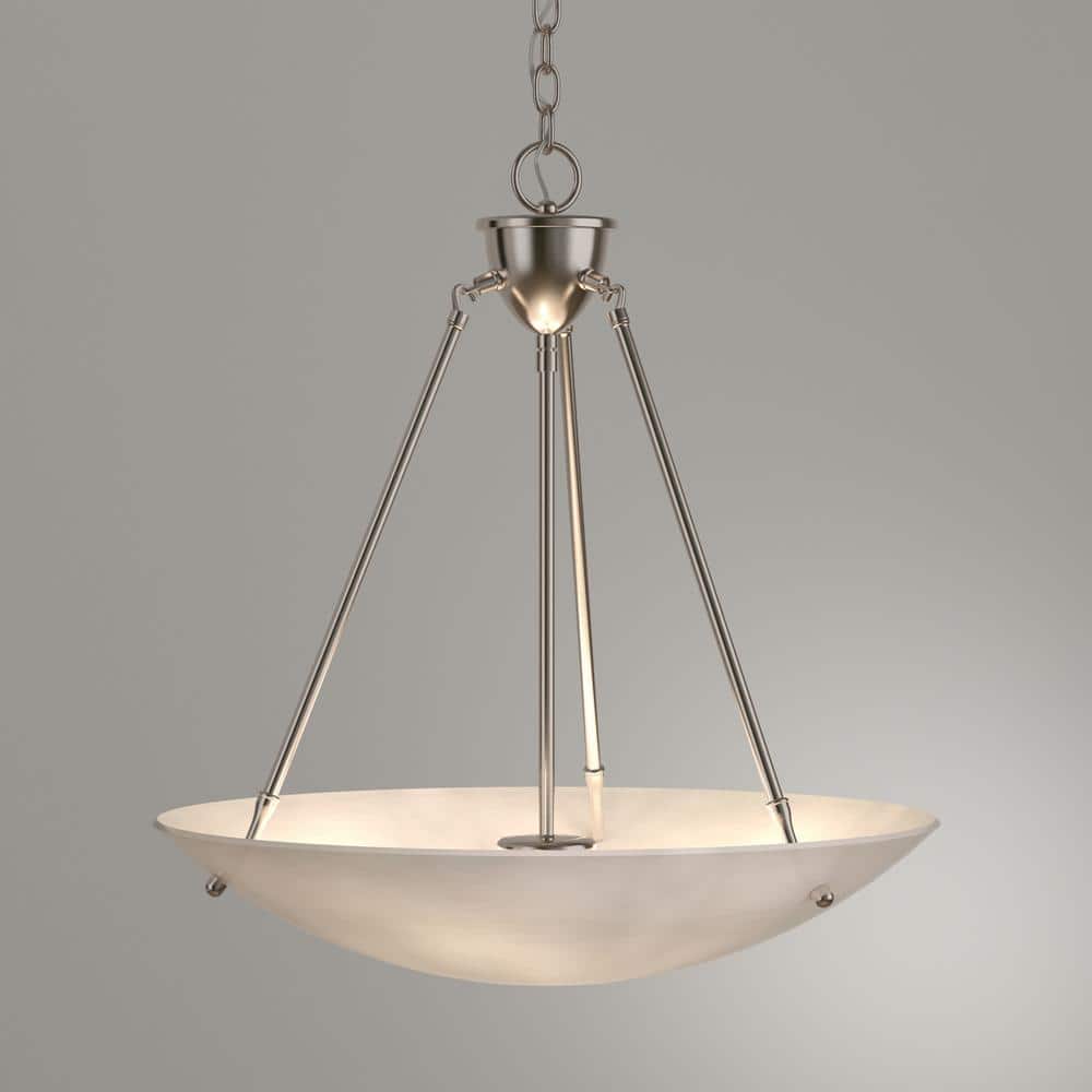 Soho Elegance Brushed Nickel 22.5" Alabaster Glass Bowl Pendant Light