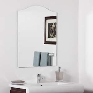 24 in. W x 32 in. H Frameless Arched Beveled Edge Bathroom Vanity Mirror in Silver