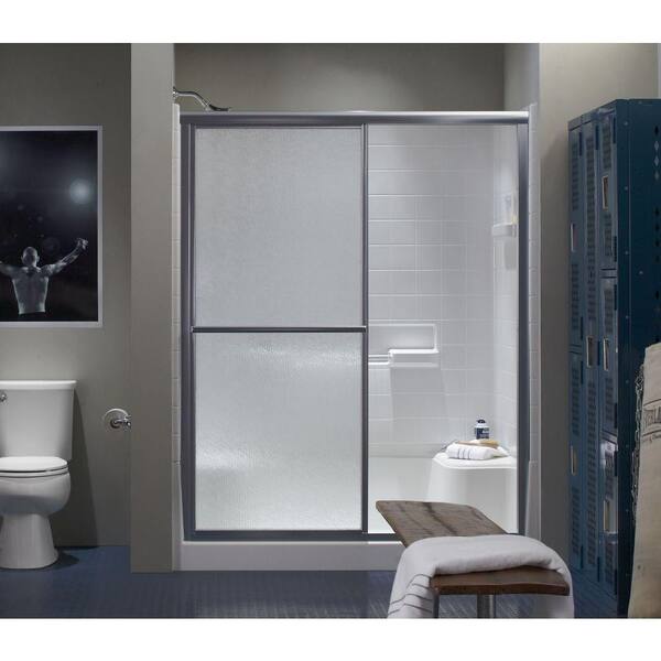 Sterling Deluxe 59 3 8 In X 69 15 16 Framed Sliding Shower Door Silver With Handle Sp5975 59s G06 Framed Sliding Shower Door, Sterling Deluxe Sliding Shower Door