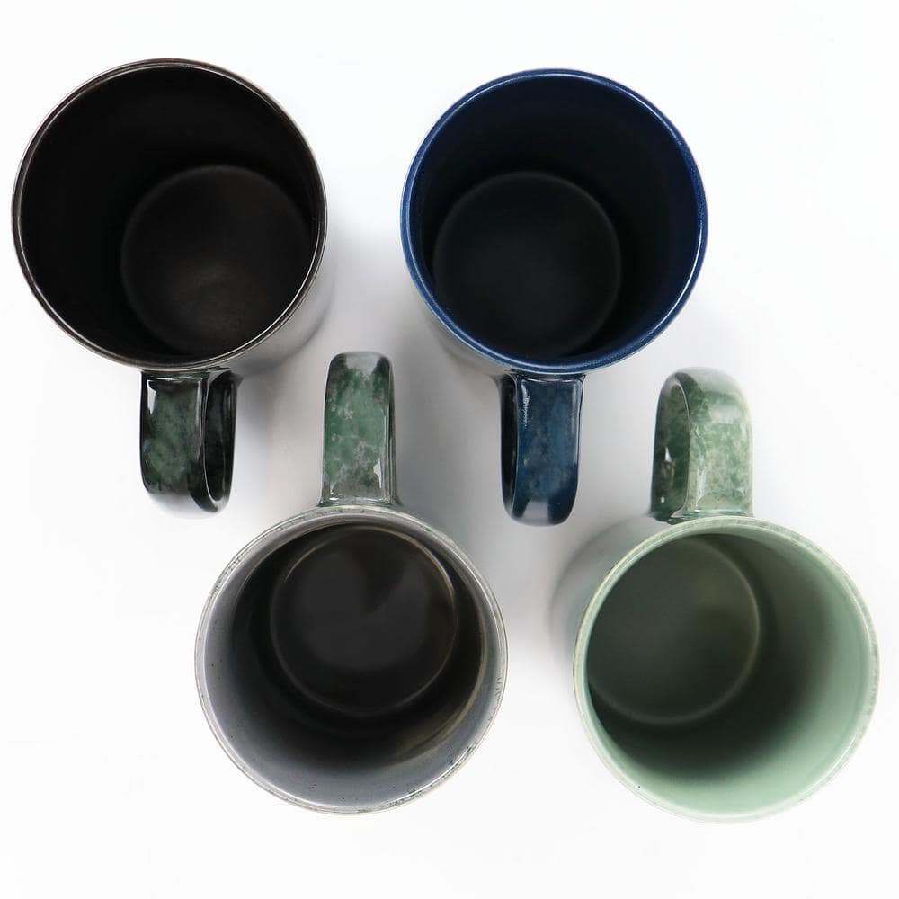 Gibson Assorted Reactive Glaze Ceramic Mug Set, 18oz, 4-Piece