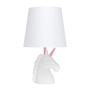 16 in. Sparkling Pink and White Unicorn Lamp