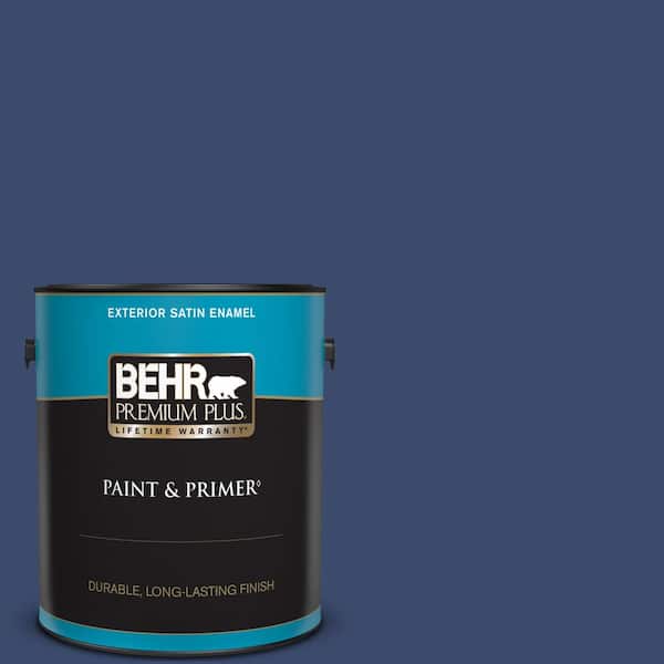 BEHR PREMIUM PLUS 1 gal. #S-H-610 Mountain Blueberry Satin Enamel Exterior Paint & Primer