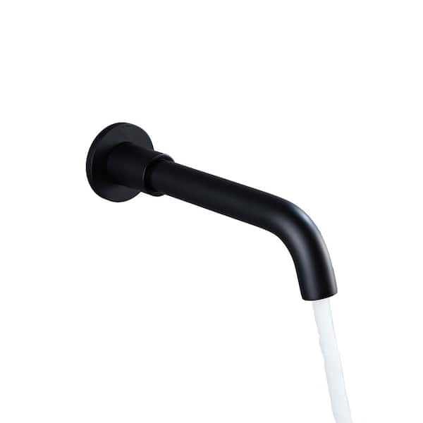 Round Wall-Mount Tub Spout with 360° Rotation in Matte Black