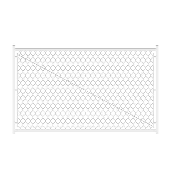 72 in. W x 46 in. H Metal Outdoor Fence Gate, Adjustable Chain Link Anti Sag Gate Kit in White