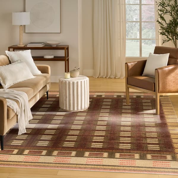 Nordic Rust 8 ft. x 10 ft. Linear Contemporary Area Rug