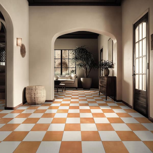 Cotto Bianco Chextile 17 in. x 17 in. Matte Porcelain Floor and Wall Tile (14.77 Sq. Ft./Case)