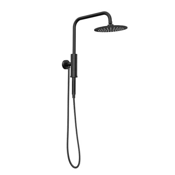 PULSE Showerspas Aquarius 1-Spray Setting 1.8 GPM Dual Wall Mounted 8 in. Fixed and Handheld Shower Head in Matte Black