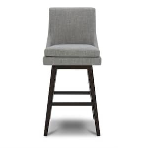 Fiona 30.7 in. Fog Gray High Back Solid Wood Frame Swivel Counter Height Bar Stool with Fabric Seat(Set of 2)