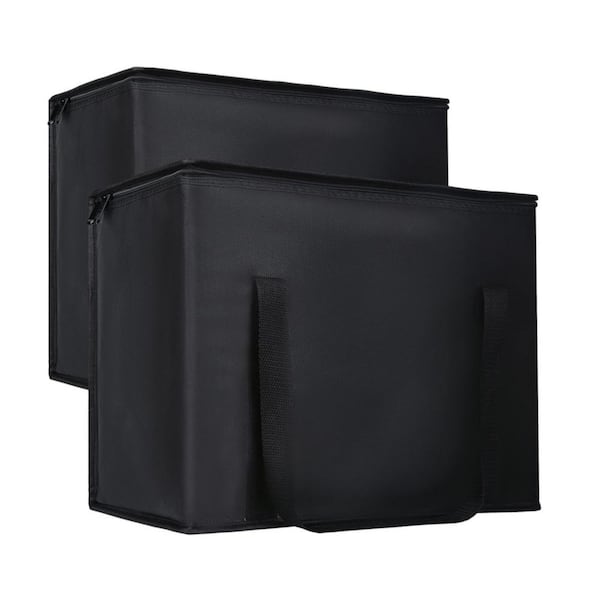26 .38 qt. Large Insulated Grocery bag Reusable Waterproof Leak-Proof Lunch Cooler for Picnic, Black (2-Pack)