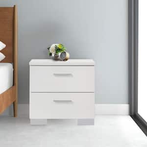 23.25 in. White 2-Drawer Wooden Nightstand