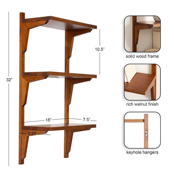 wood iron shelf 670*600*225〈ブラウン〉 Kate and Laurel Meridien 18 in. W x 8 in. D Brown Wood Decorative