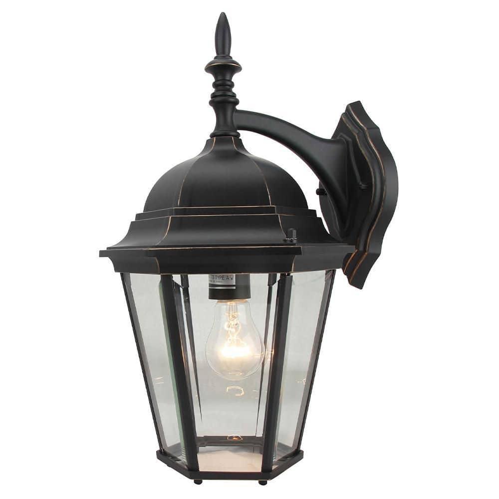 Jimvie Black Outdoor Hardwired Lantern Sconce