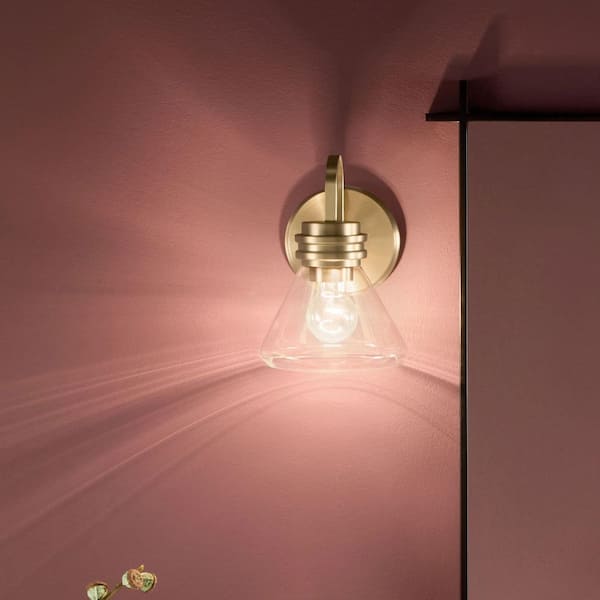KICHLER Farum 9.5 in. 1-Light Wall Sconce with Clear Glass in Champagne Bronze