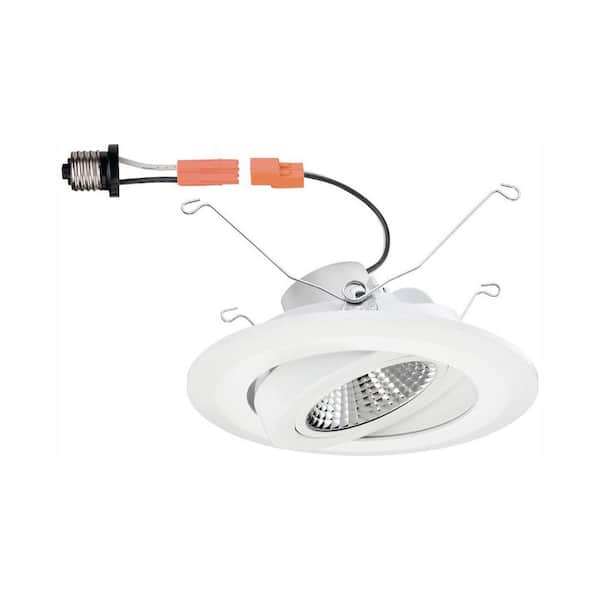 Commercial Electric 6 in. Integrated LED White Dimmable Pivot and Rotate Recessed Gimbal Light Trim 3000K