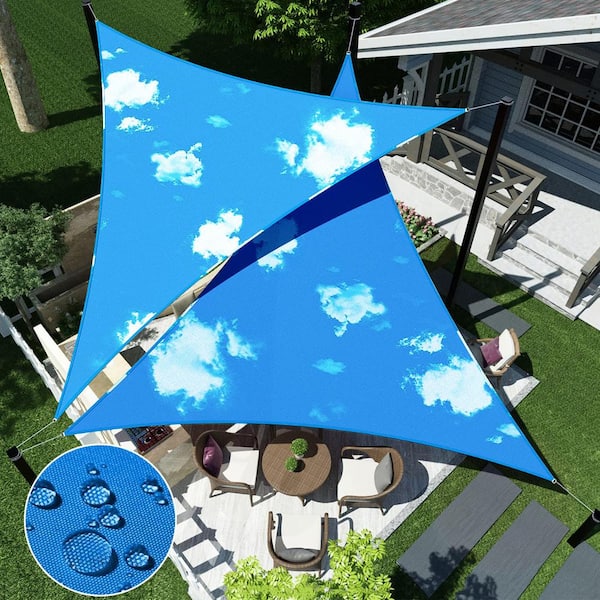 12 ft. x 12 ft. Sky Blue Triangle Heavy Weight Sun Shade Sail with UV Blockage and waterproof for Patio and Pool Cover