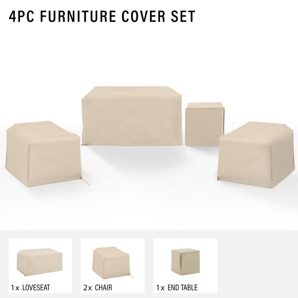 Tan Heavy Duty Vinyl 4-Piece Outdoor Furniture Cover Set