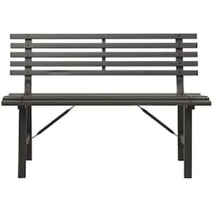 Black 43.3 in. Metal Outdoor Bench without Cushion