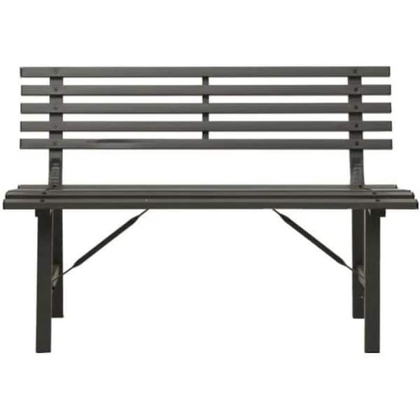 ITOPFOX Black 43.3 in. Metal Outdoor Bench without Cushion
