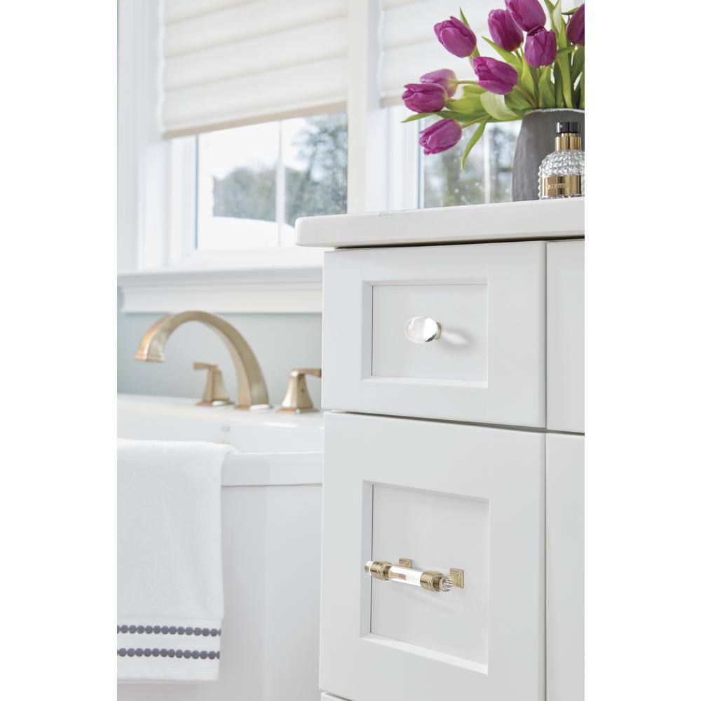 Clear and Golden Champagne Glass Cabinet Pull with Mounting Hardware