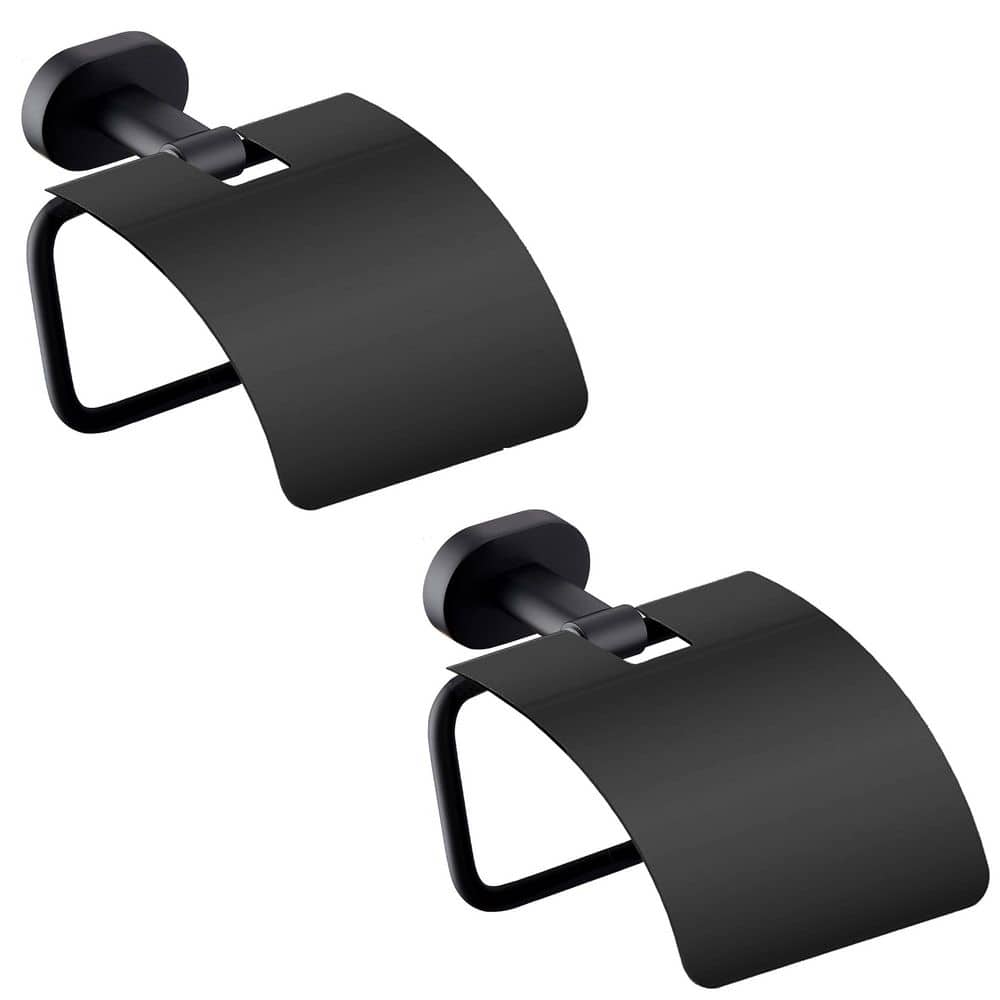 Bathroom Wall Mounted Toilet Paper Holder Tissue Holder with Cover in Matte Black-2 Pack price history on PriceWatchPro