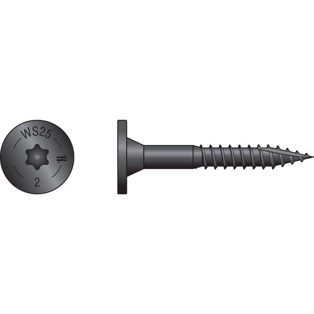 Black Low Profile Head Hex Drive Structural Wood Screws, 2-inch