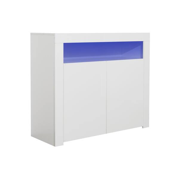 Sumyeg White High Gloss Kitchen Buffet Cupboard 2 Doors Sideboard Storage Cabinet With Led Light Sg 331jfs0029 Sumyeg White High Gloss Kitchen Buffet, 2 Door Pantry Storage Cabinet White Gloss