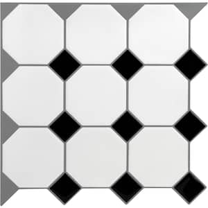 White and Off-White Tetra Wall Applique Peel and Stick Backsplash Decal Tiles