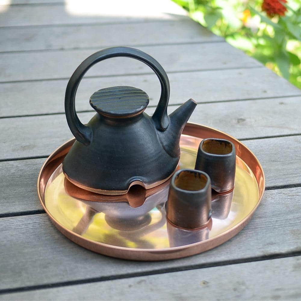 15" Round Copper-Plated Stainless Steel Decorative Tray