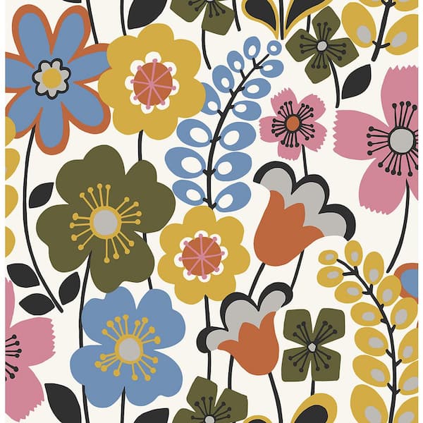A-Street Prints Piper Multicolor Floral Multicolor Wallpaper Sample