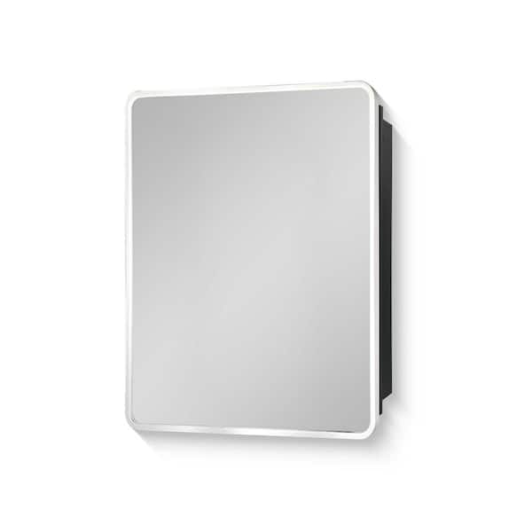 Tenleaf 24 in. W x 30 in. H Rectangular Silver Metal Recessed Mount or Wall Mount Medicine Cabinet with Mirror