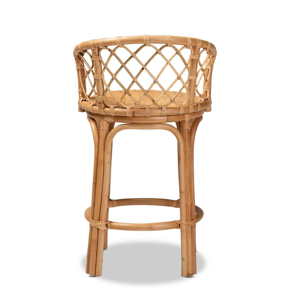 Serene Bohemian Natural Brown Rattan Adjustable Counter Stool