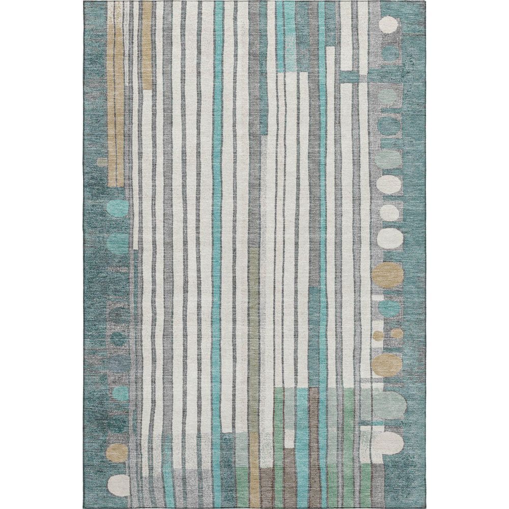 Mayfield Premium Machine Washable Abstract AMF2189 Teal 3 ft. x 5 ft. Area Rug price history on PriceWatchPro