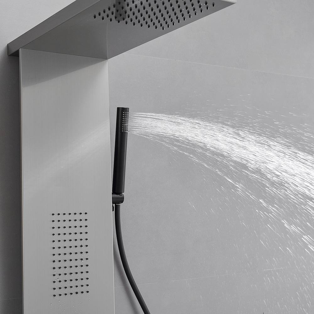 Brushed Nickel Stainless Steel Quadruple Handle Shower Tower