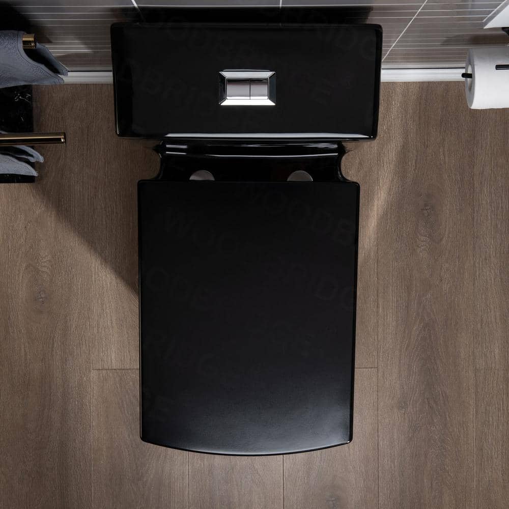 Black Square One-Piece Dual Flush Chair Height Toilet