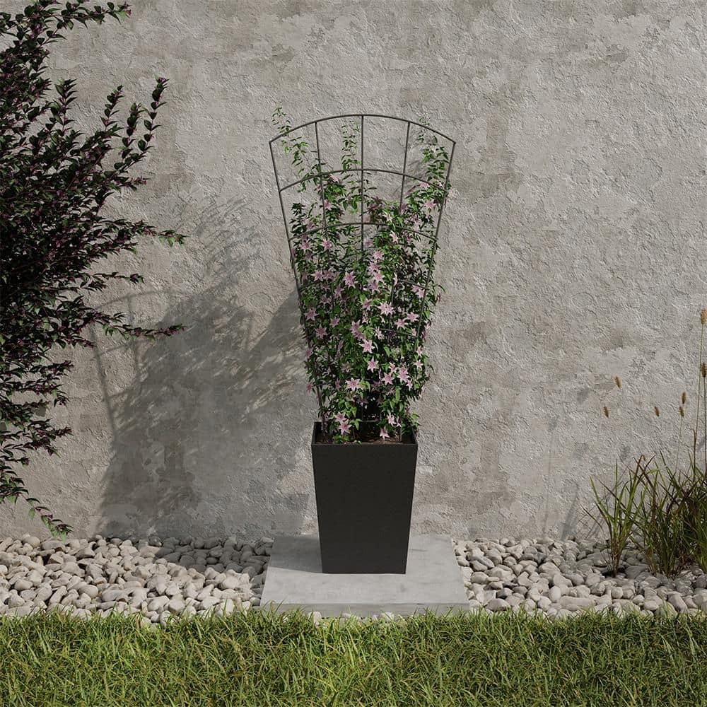 Vigoro 39 in. H Pewter Metal Pot Trellis 87240 - The Home Depot