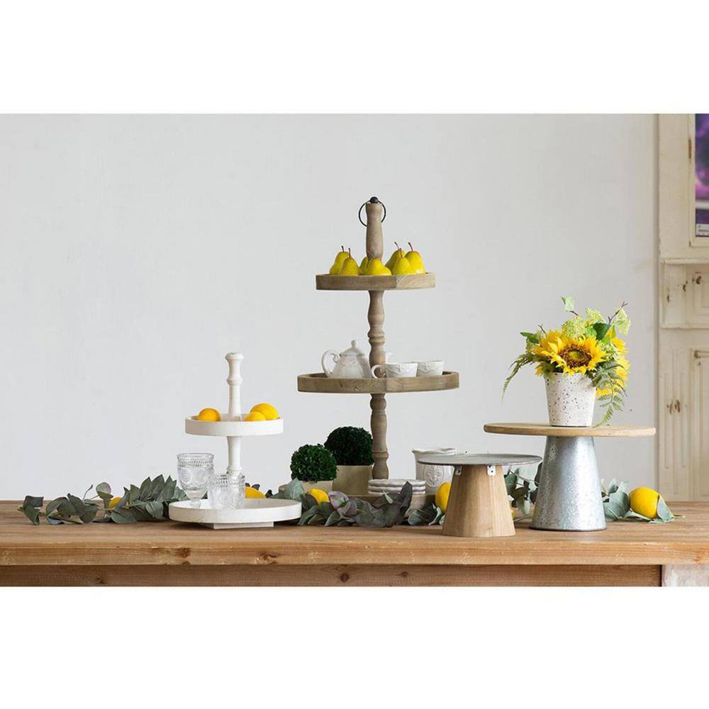 Woodruff Weathered Natural 3-Tier Round Wood Serving Tray